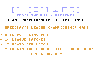 Team Championship II Title Screen